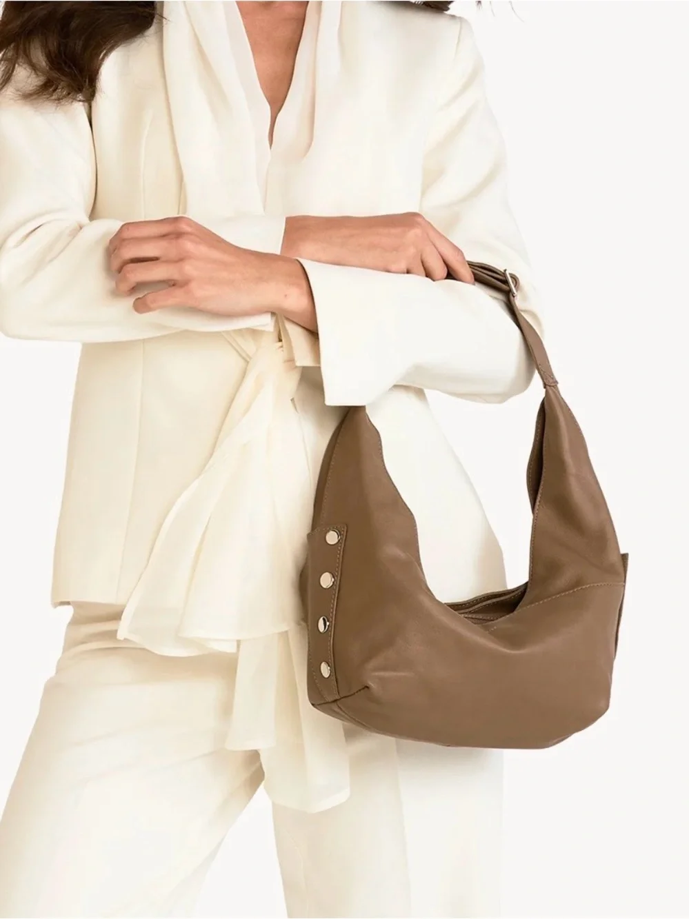 Hammitt Taupe Shoulder Hobo with Stud Accents